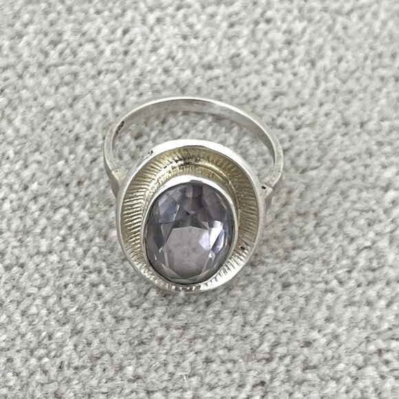 Sterling 925 Silver Handmade Ring with Rose Quartz, Size 7, Marked, Pre-owned - Picture 2 of 7